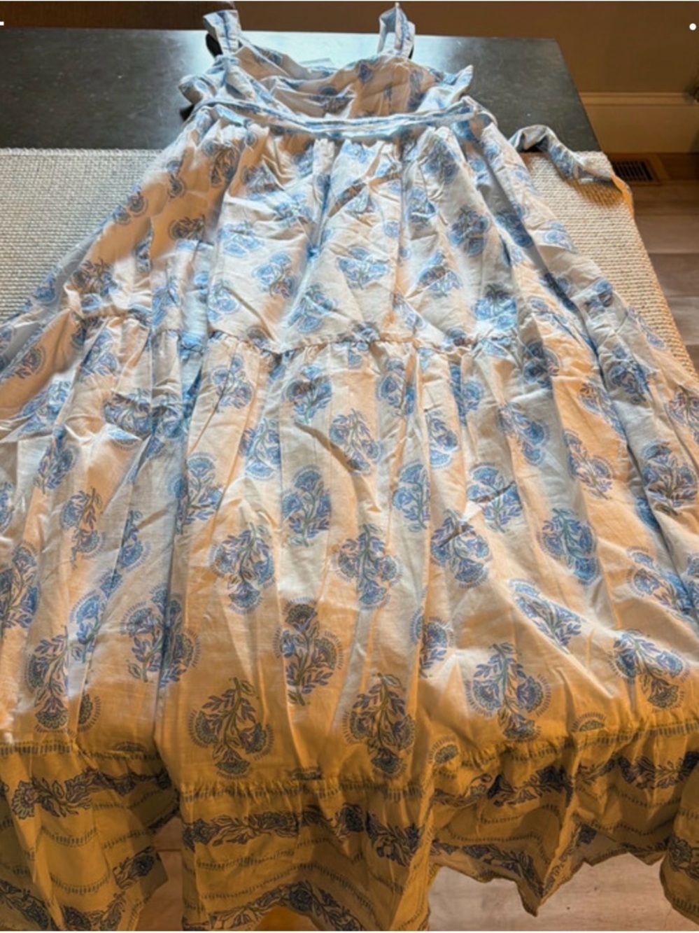 Haute Hippie White Dress with Blue Floral Trim